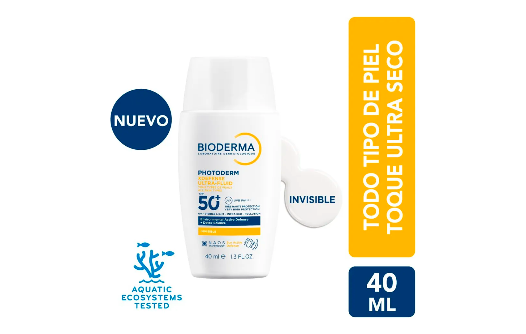 Protector Solar Bioderma Photoderm XDEFENSE Ultra-Fluido SPF50+ Para Piel Sensible y Todo Tipo de Piel