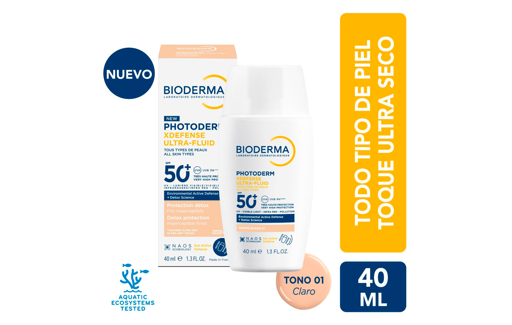 Protector Solar Bioderma Photoderm XDEFENSE Ultra-Fluido SPF50+ Para Piel Sensible y Todo Tipo de Piel
