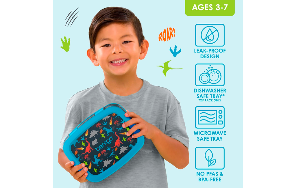 Bentgo Kids Prints (Lonchera para niños) - Dinosaurios Azul