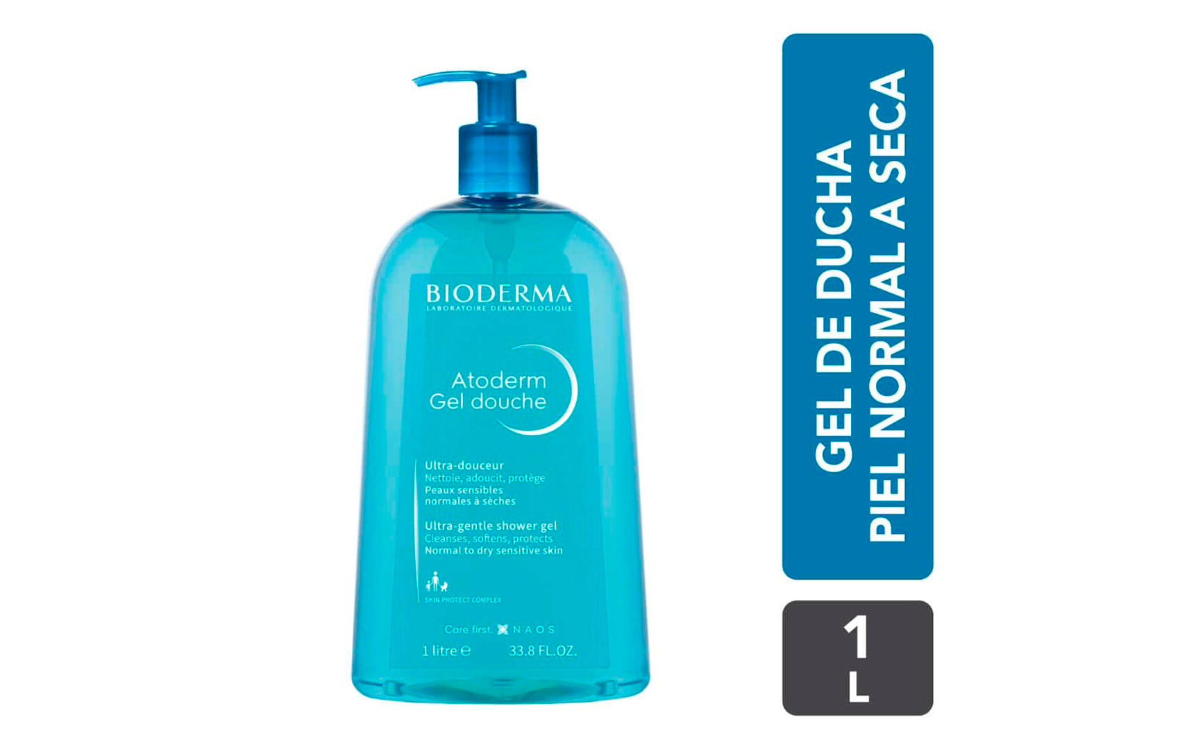 Bioderma Gel de Ducha Atoderm Para Piel Sensible Normal a Seca 1L (Para Toda La Familia)