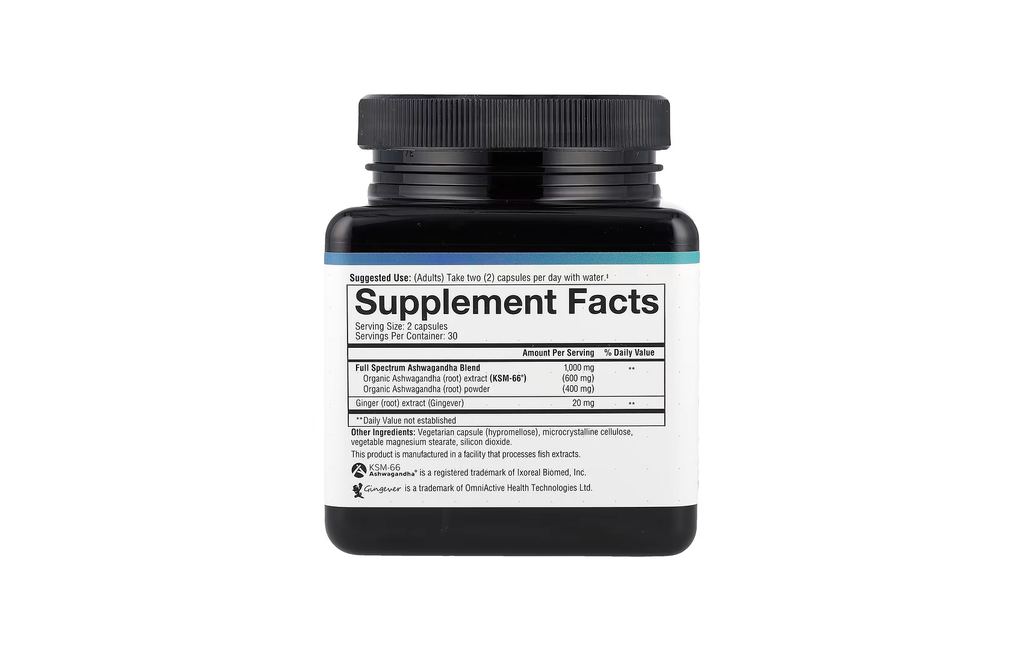 Youtheory Ashwagandha + GABA - Mezcla adaptogénica con KSM-66 orgánico y jengibre - Ayuda a aliviar el estrés y el estado de ánimo