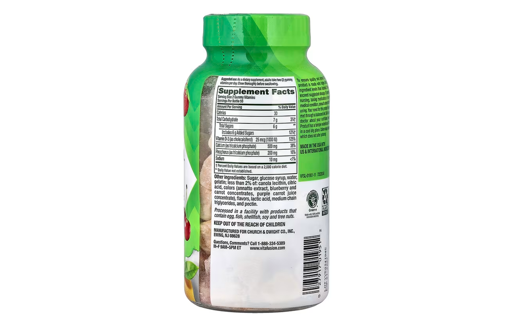 Vitafusion Vitaminas Gomitas de Calcio 500mg para Adultos/100 Unidades.