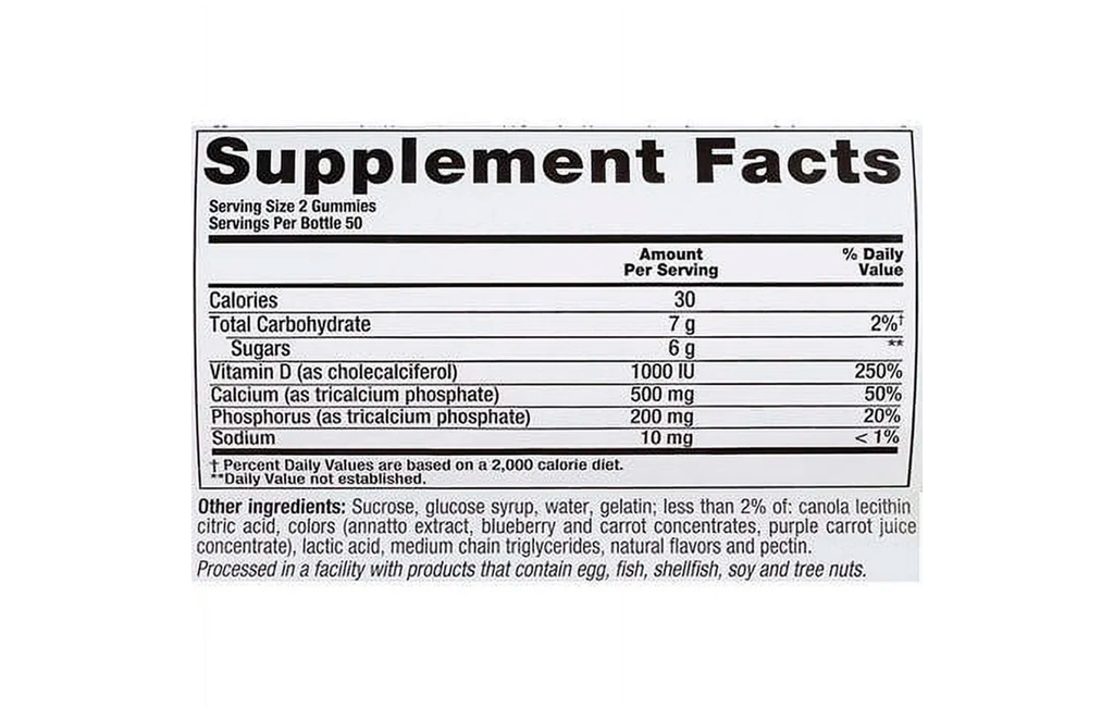 Vitafusion Vitaminas Gomitas de Calcio 500mg para Adultos/100 Unidades.