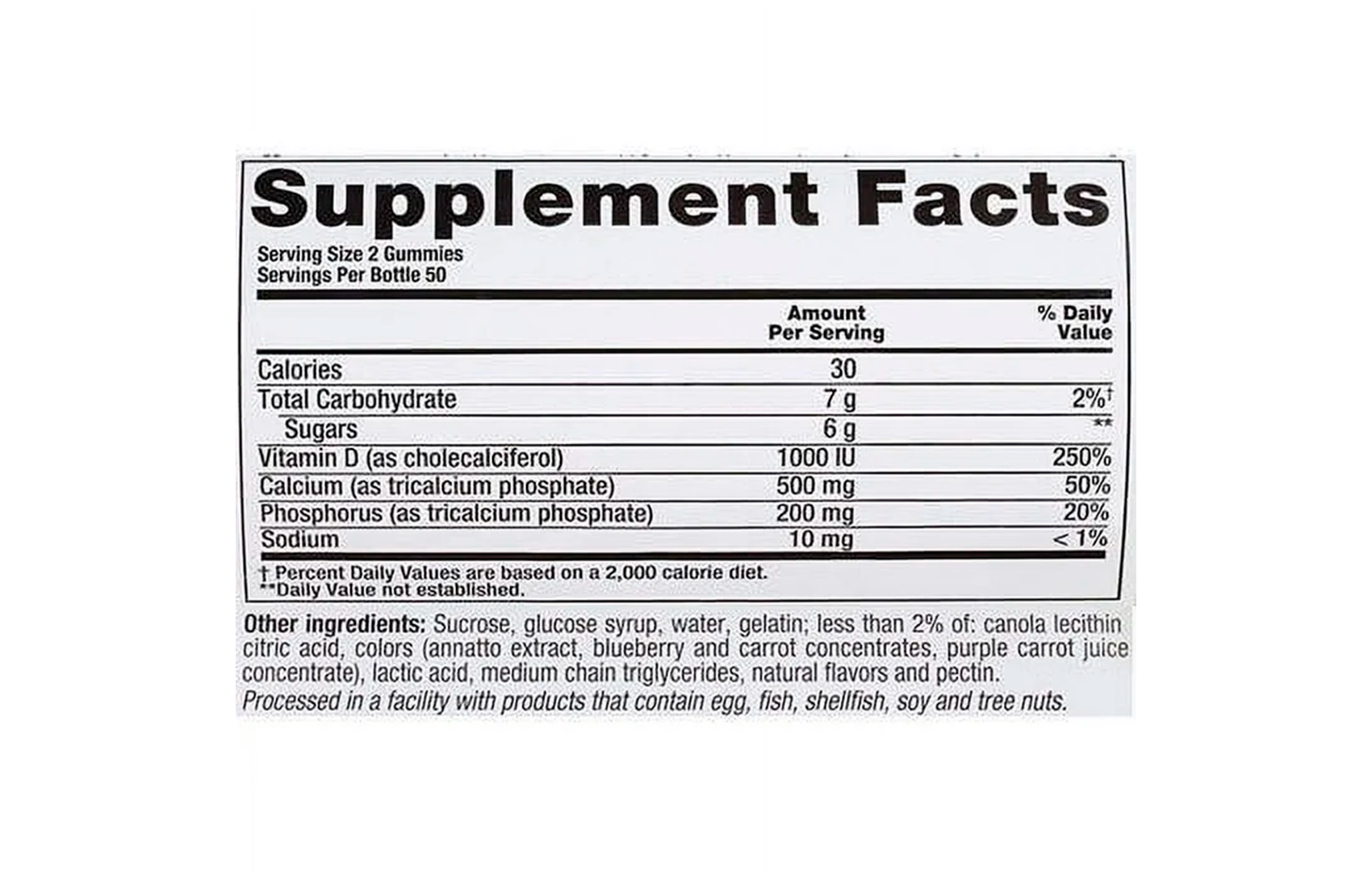 Vitafusion Vitaminas Gomitas de Calcio 500mg para Adultos/100 Unidades.