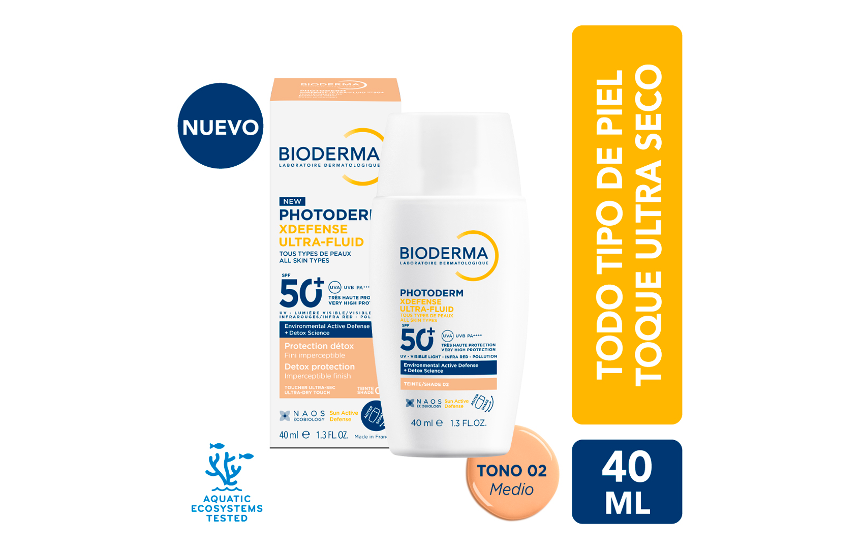 Protector Solar Bioderma Photoderm XDEFENSE Ultra-Fluido SPF50+ Para Piel Sensible y Todo Tipo de Piel