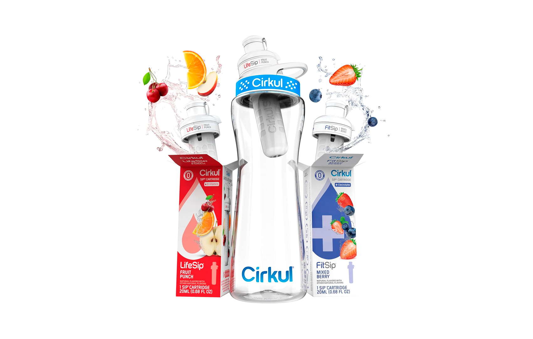 Cirkul Kit (botella de agua de plástico 650 ml) + 2 cartuchos de sabor