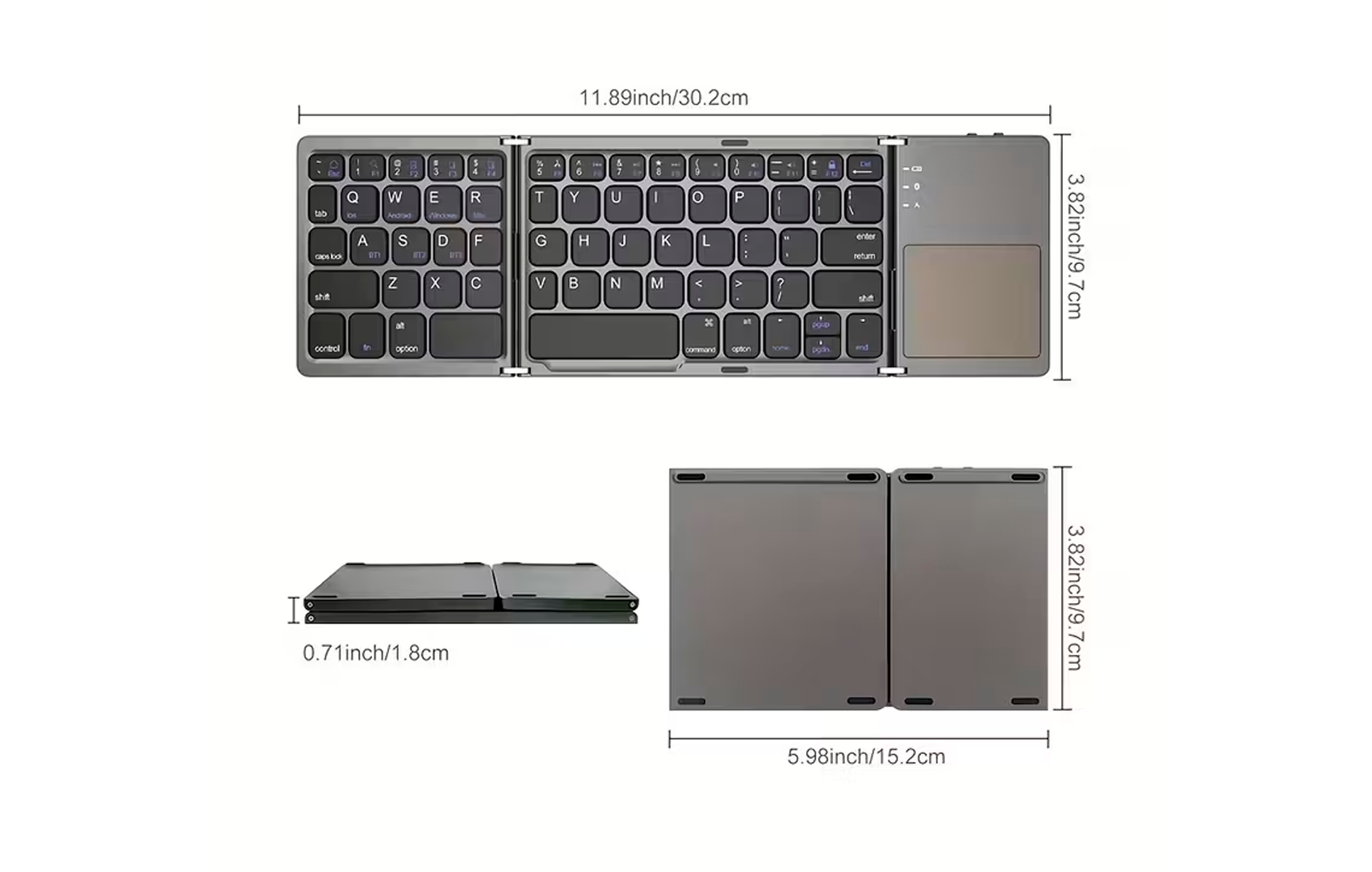 Teclado Inalambrico Plegable Con Touchpad